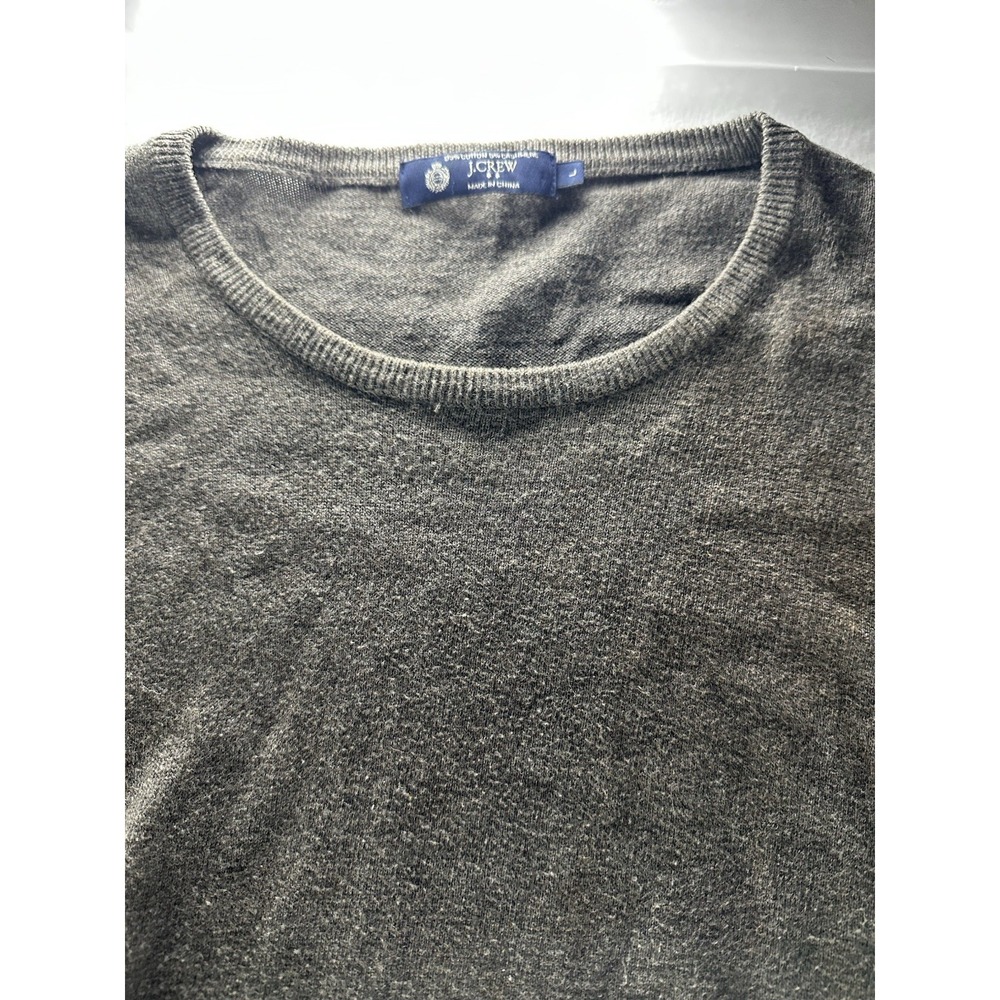 J Crew Cashmere Blend Sweater Mens Large Gray Crewneck Pullover - Picture 11 of 13